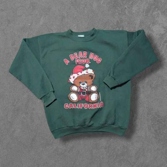 Vintage A bear hug from California Teddy Bear Crewneck Sweatshirt XL - Picture 1 of 6